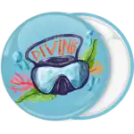 Diving mask pin badge button