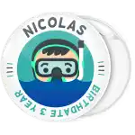 Diver kids party pin badge button