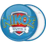 Paw Patrols blue pin badge button with name