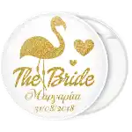 The Bride gold bachelorette pin badge button