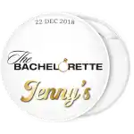 The Bachelorette white pin badge button
