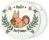 Autumn is here squirrel pin badge button