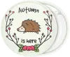 Autumn is here hedgehog pin badge button