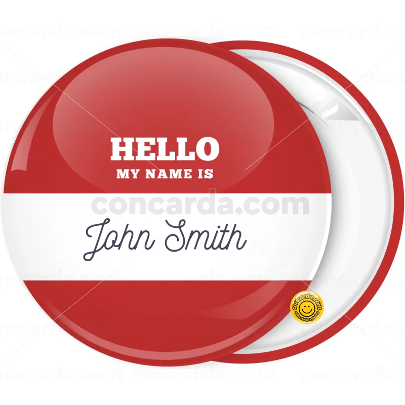 Κονκάρδα name tag Hello my name is κόκκινη καλλιγραφική