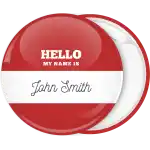 Κονκάρδα name tag Hello my name is κόκκινη καλλιγραφική