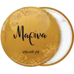 Floral gold flowers pin badge button