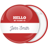 Κονκάρδα name tag Hello my name is κόκκινη καλλιγραφική