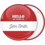 Κονκάρδα name tag Hello my name is κόκκινη καλλιγραφική