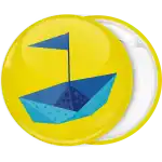 Paper boat yellow pin badge button