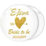 Bride to be Gold Glitter pin badge button