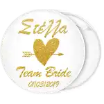 Team Bride Gold Glitter white pin badge button
