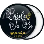 Bride to be ring vintage black pin badge button