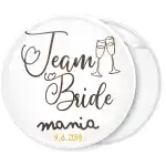 Team Bride vintage white pin badge button