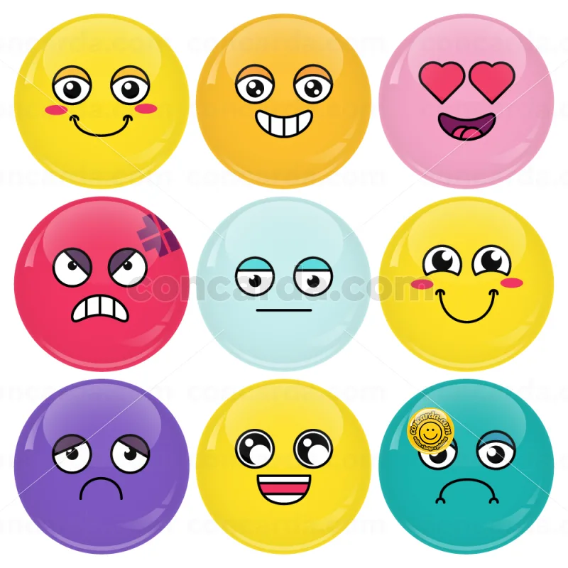 Κονκάρδες emoticons avatar collection colors σετ 9 τεμάχια