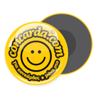 Badge button with magnetic backside