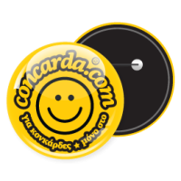 Badge button with plastic backside