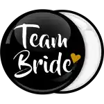 Team Bride black pin badge button