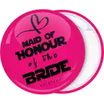 Maid of Honor white pin badge button