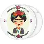 Frida kahlo white pin badge buttons