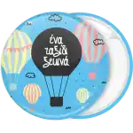 Balloon Ready for adventure blue pin badge button