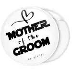 Mother of the groom white pin badge button