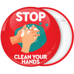 Κονκάρδα Stop Clean your hands κόκκινη