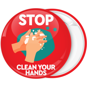 Κονκάρδα Stop Clean your hands κόκκινη
