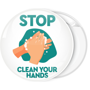 Κονκάρδα Stop Clean your hands λευκή