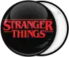 Stranger Things logo red pin badge button