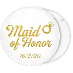 Maid of Honor Glitter ring white pin badge button