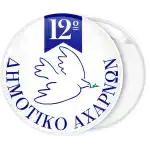 School badge button dove blue and flag