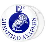Owl school pin badge blue white