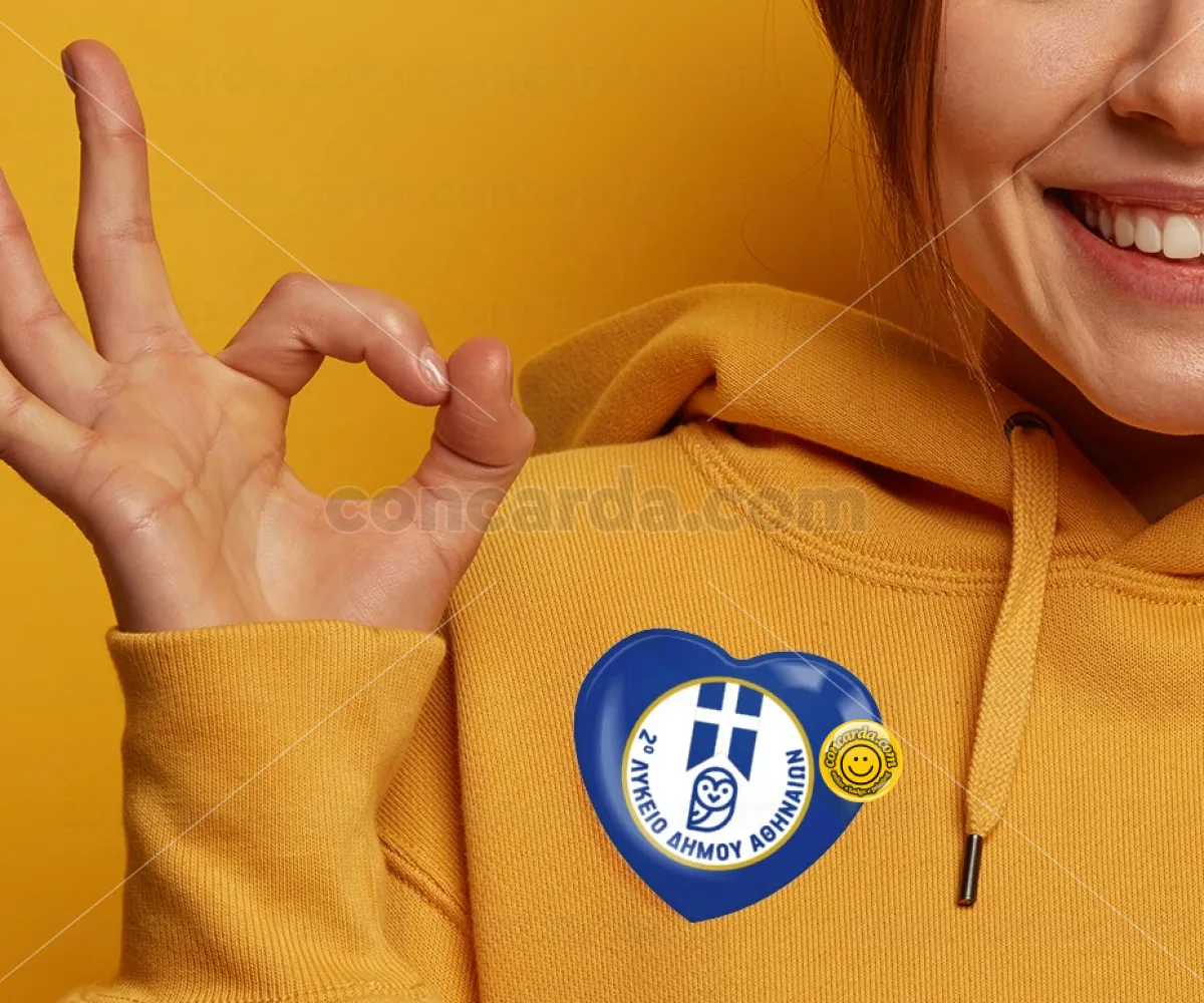 Έμβλημα Σχολικό μπλε owl — Κονκάρδα Καρδιά 57mm
