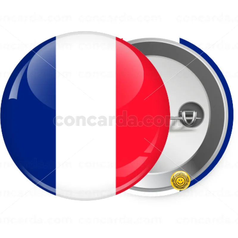 France flag — Κονκάρδα Στρογγυλή, Παραμάνα 25mm