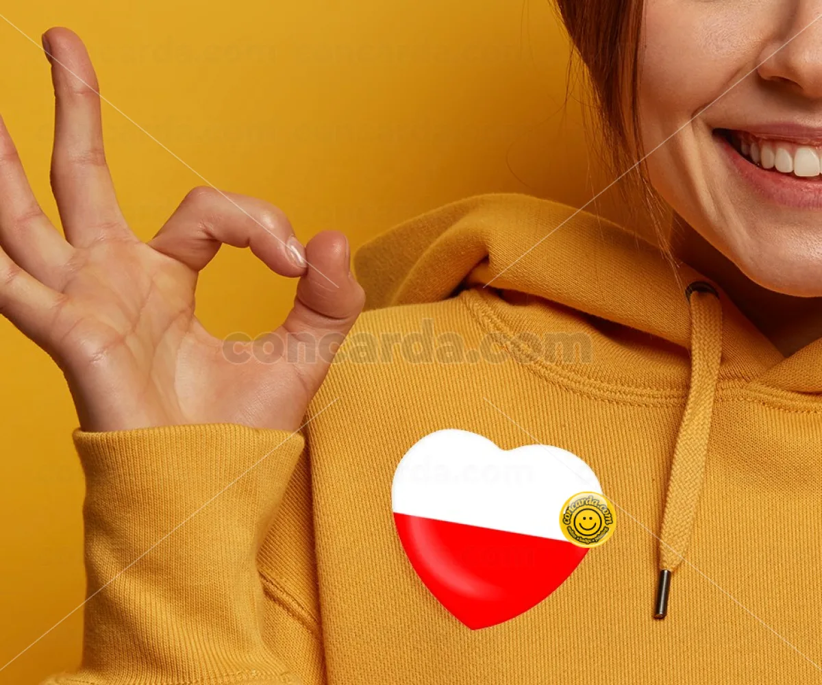 Poland flag — Κονκάρδα Καρδιά 57mm