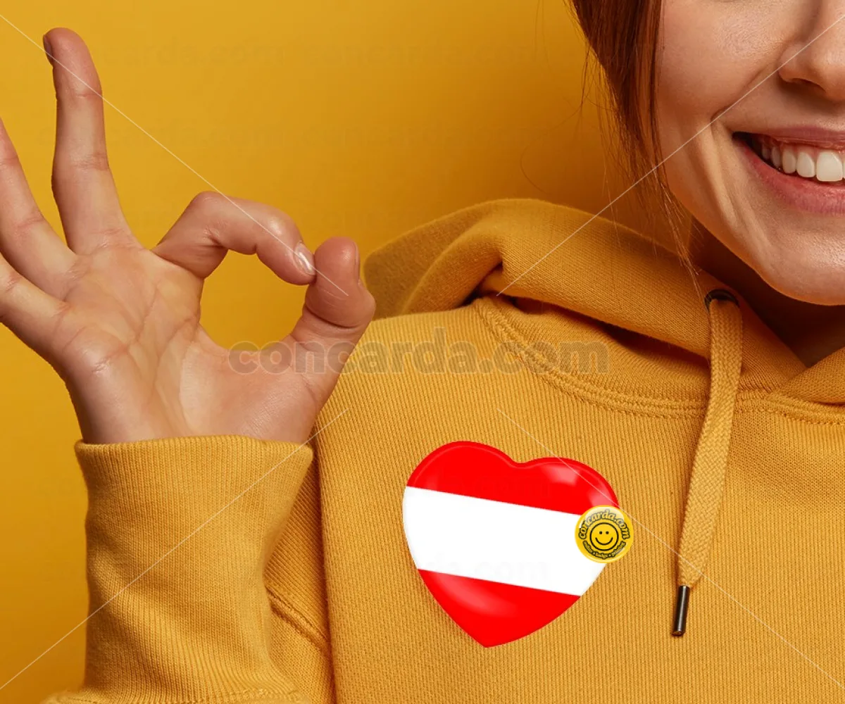 Austria flag — Κονκάρδα Καρδιά 57mm