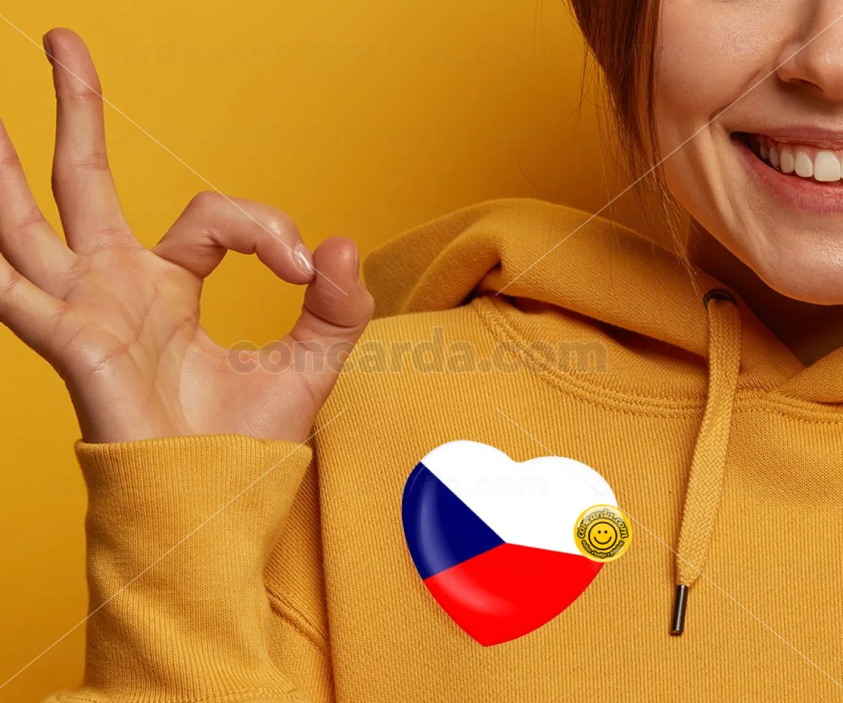 Czechia flag — Κονκάρδα Καρδιά 57mm