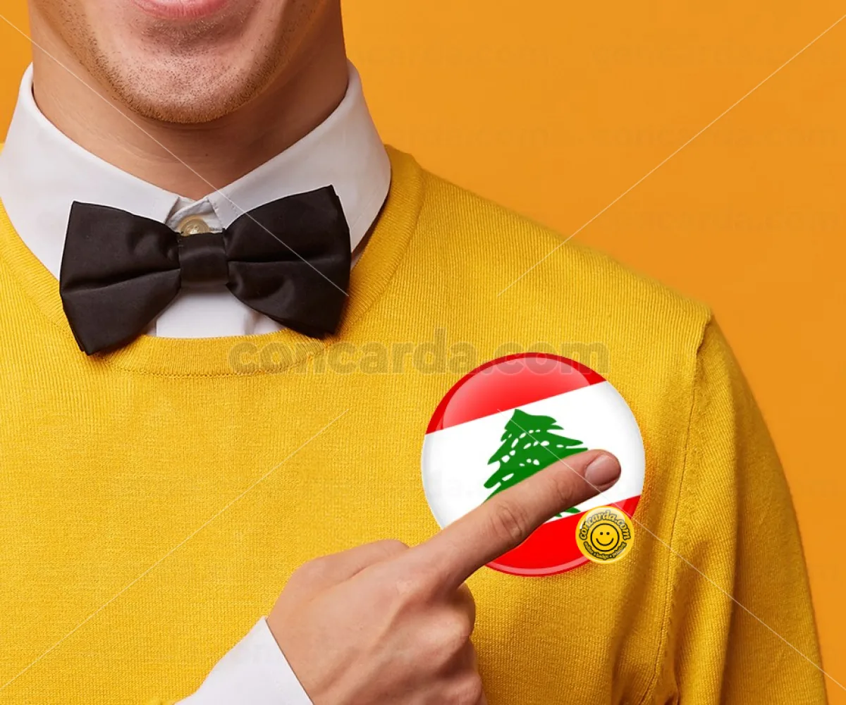Lebanon flag — Κονκάρδα Στρογγυλή, Παραμάνα 75mm