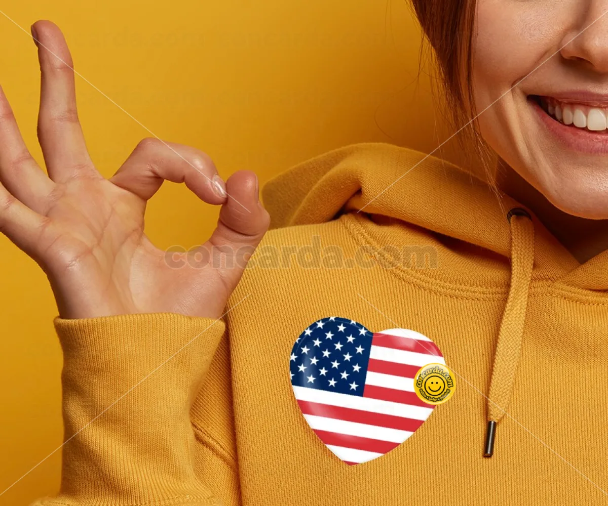 USA flag — Κονκάρδα Καρδιά 57mm