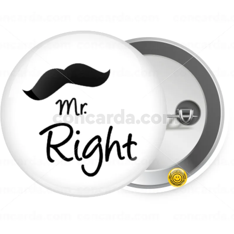 Mr right Mustache — Κονκάρδα Στρογγυλή, Παραμάνα 25mm
