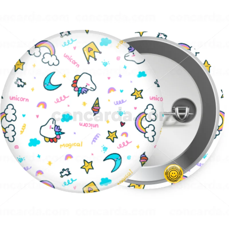 Unicorn pattern white — Κονκάρδα Στρογγυλή, Παραμάνα 25mm