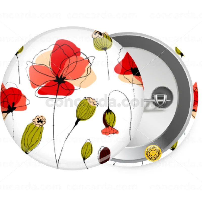 Red poppy flowers papaver — Κονκάρδα Στρογγυλή, Παραμάνα 25mm