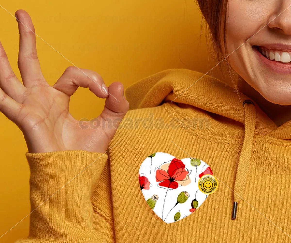 Red poppy flowers papaver — Κονκάρδα Καρδιά 57mm