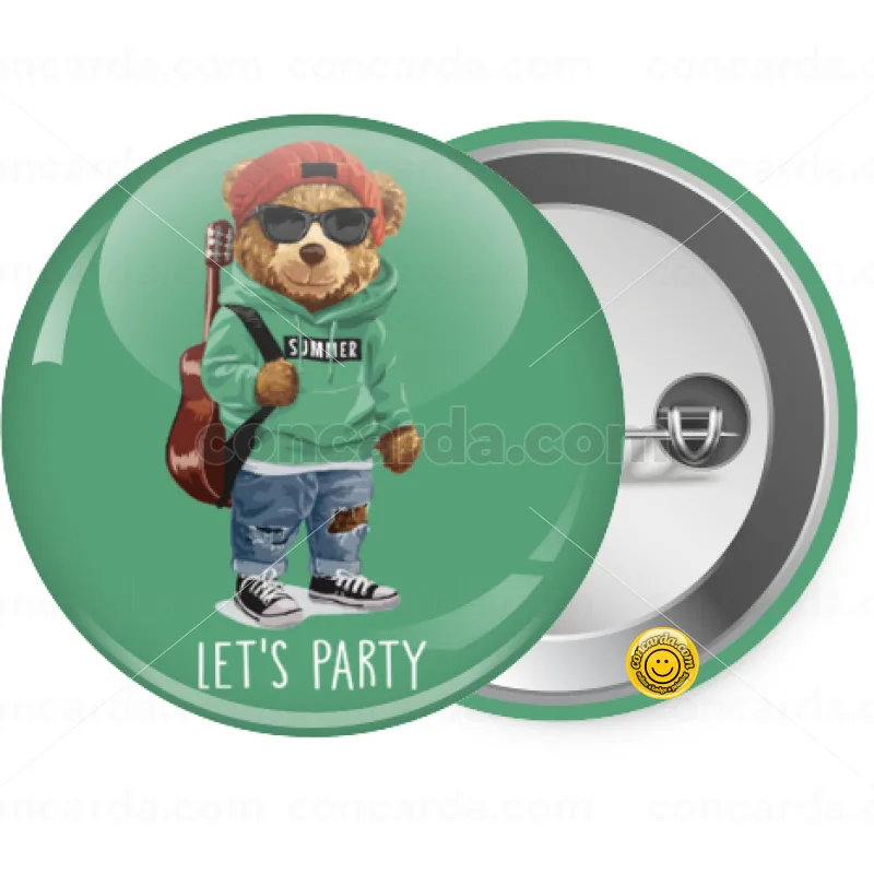 Let's Party Bear — Κονκάρδα Στρογγυλή, Παραμάνα 25mm