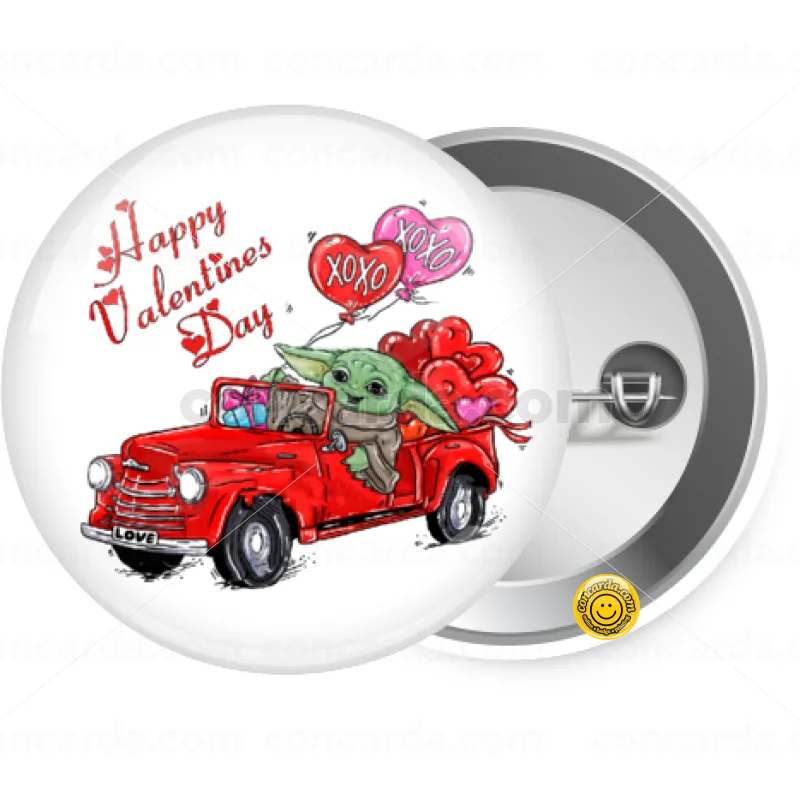 Yoda, happy valentines day (xoxo) — Κονκάρδα Στρογγυλή, Παραμάνα 25mm