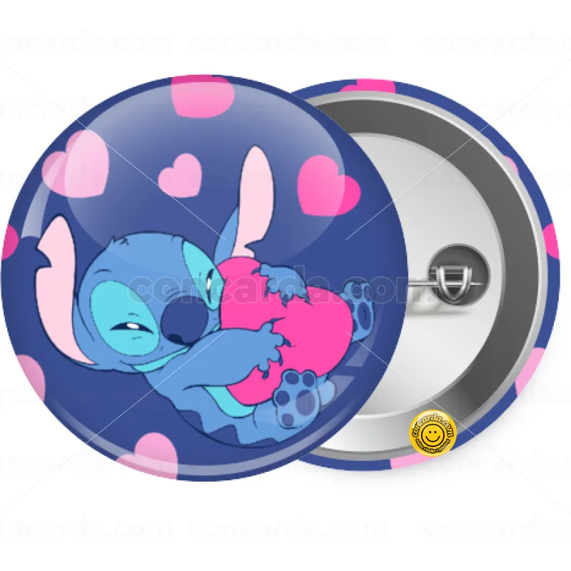 Lilo & Stitch hugs and hearts — Κονκάρδα Στρογγυλή, Παραμάνα 25mm