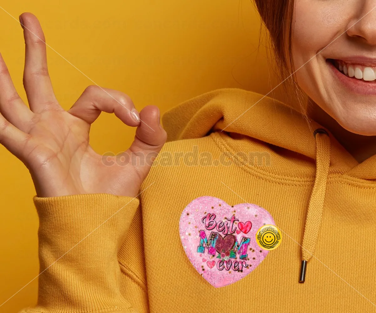 Best mom ever Mother's Day pink — Κονκάρδα Καρδιά 57mm