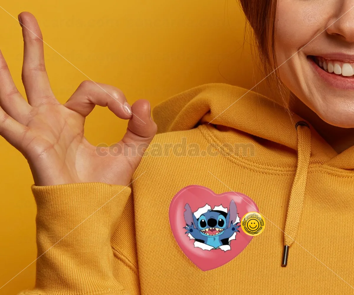 Stitch hello!!! — Κονκάρδα Καρδιά 57mm