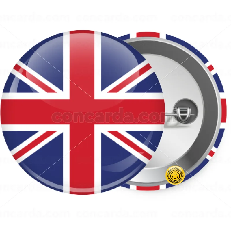 Σημαία Αγγλίας UK — Κονκάρδα Στρογγυλή, Παραμάνα 25mm