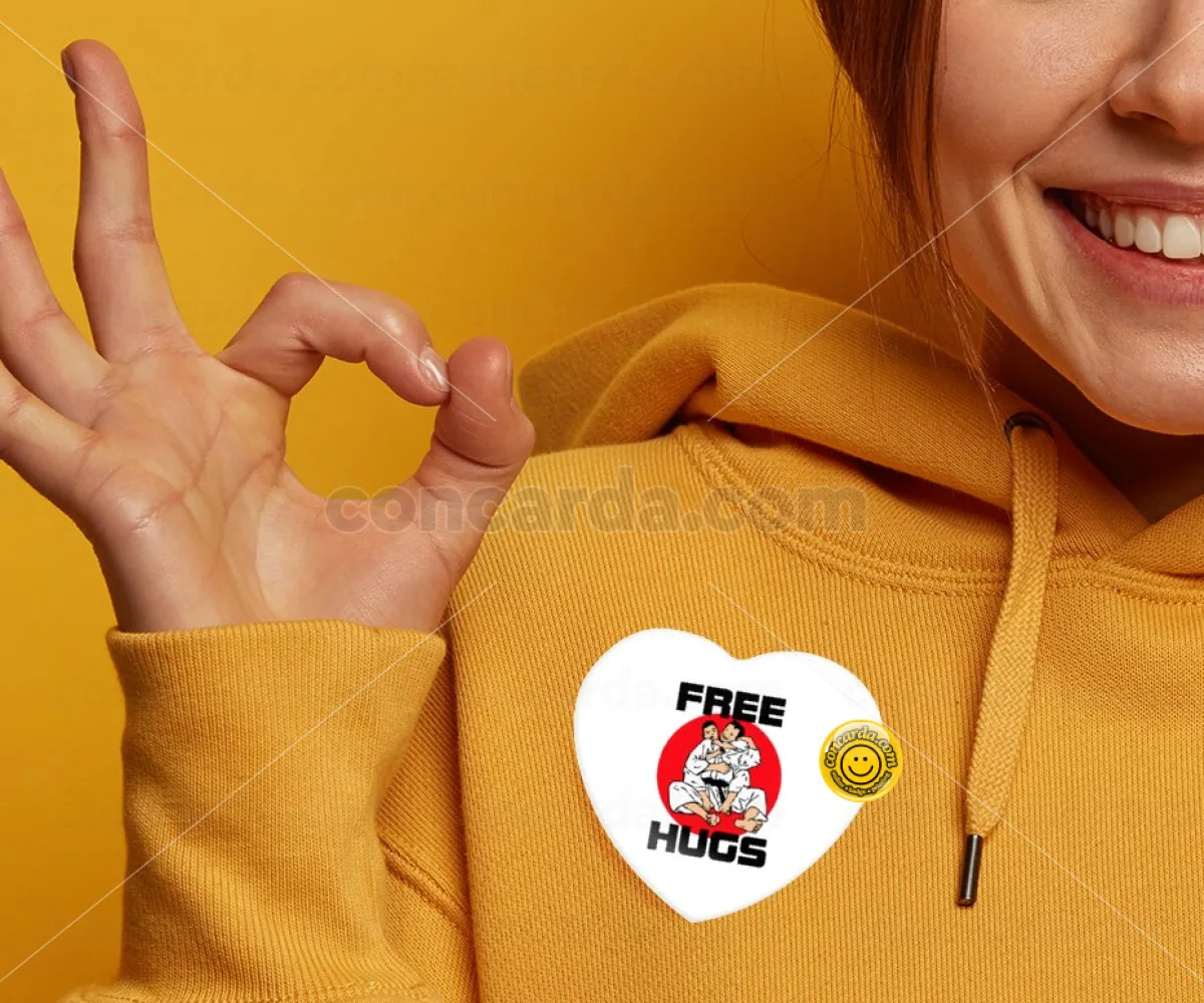 JUDO free hugs — Κονκάρδα Καρδιά 57mm